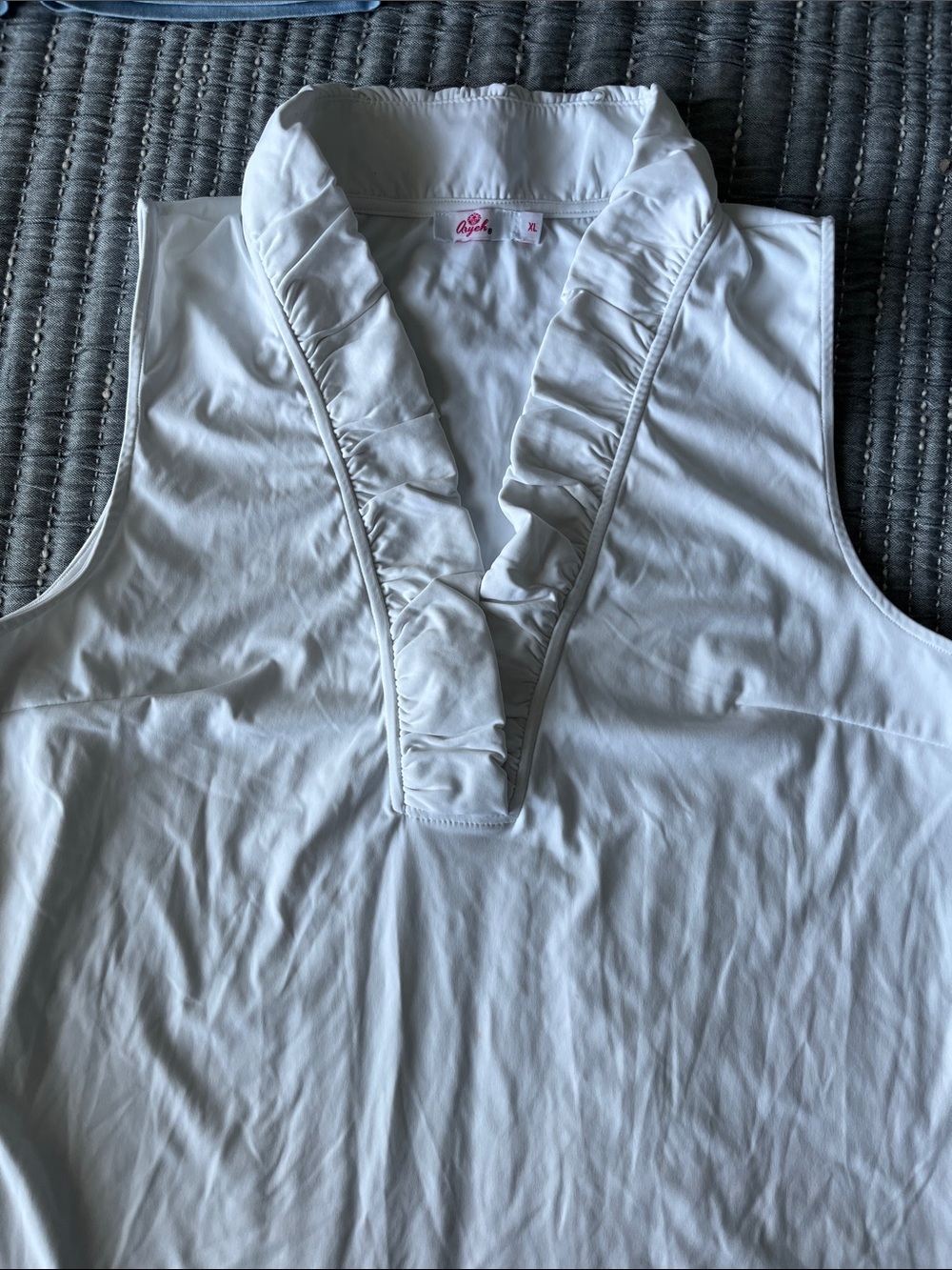Aryeh White Ruffle V-Neck Sleeveless Camisole